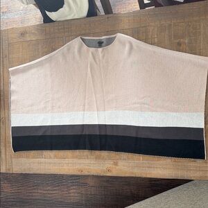 Ann Taylor Light Pink and Gray Knit Poncho